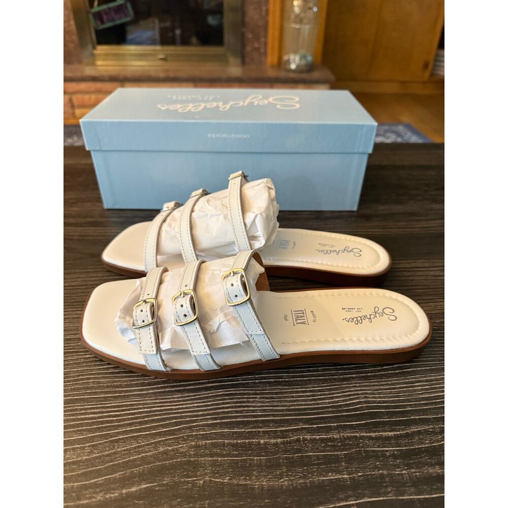 NIB Seychelles Emi White Slip-On 3 Buckle Strap Sandals Sz. 8